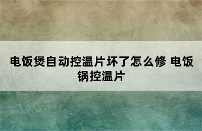 电饭煲自动控温片坏了怎么修 电饭锅控温片